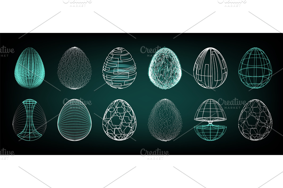 Easter eggs set in digital tech, a Technology Illustration by art PVP - market