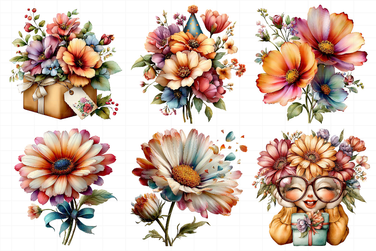 Whimsical Birthday Flowers Clipart, an Illustration by Daily.Designs (Photo 4 of 8)