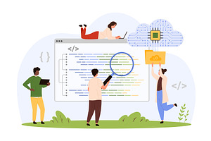 Unit testing, cloud programming, a Technology Illustration by Flashvector