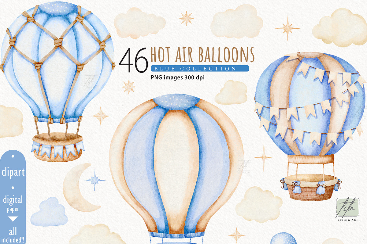 Hot Air Balloon Clipart, a Transportation Illustration by TitaLivingArt (Photo 11 of 11)