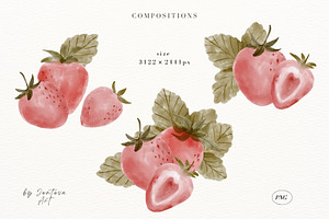 Strawberries - Watercolor Set