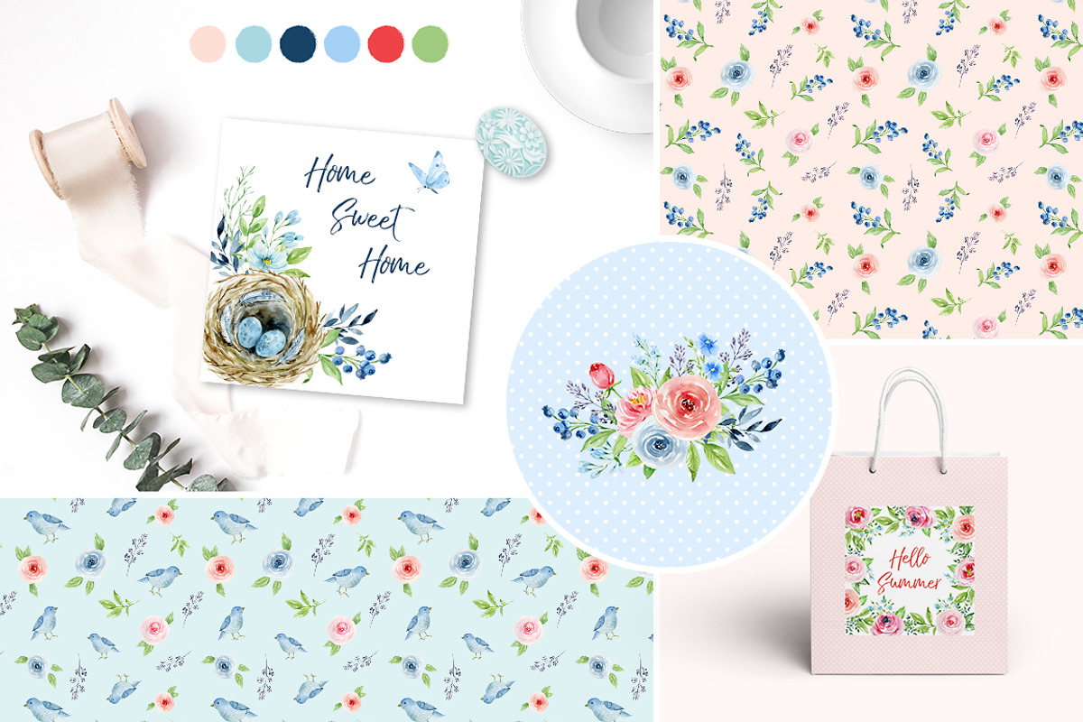 Blueberries and roses, a Decorative Illustration by long summer (Photo 2 of 8)