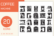 Coffee Machine Glyph Icons Set, a Solid Icon by Designfour (Thumbnail 1 of 6)