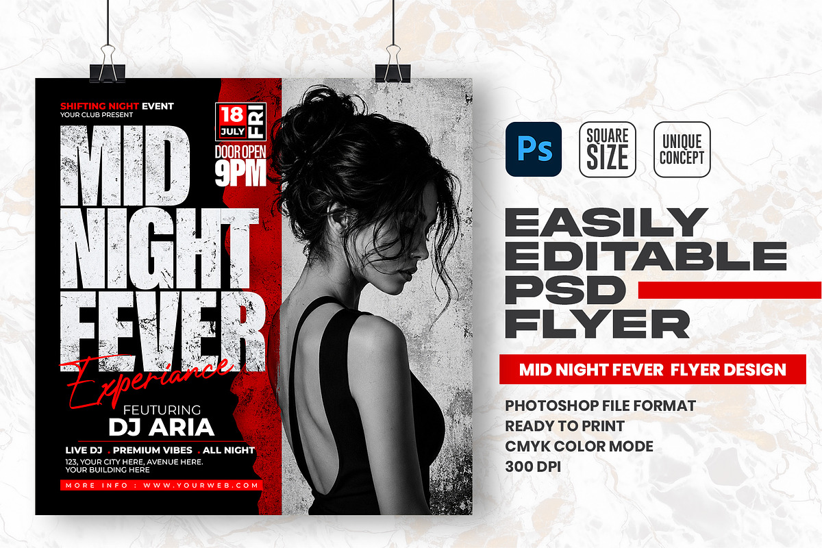 Night Party PSD Flyer Design, a Flyer Template by Shajib Shikder (Photo 1 of 2)