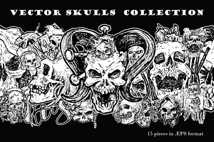 Dark Gothic Skull Illustrations, an Illustration by RalucaGheorghe