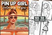 Pin Up Girl Coloring Pages, a Person Illustration by Design Station (Thumbnail 1 of 4)