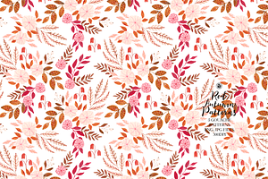 Red Autumn Gouache Patterns