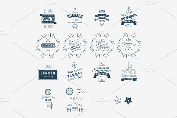 Retro Hand Drawn Elements For Summer
