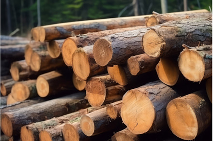 Wood logs forest stack material, a Nature Photo by Ylivdesign