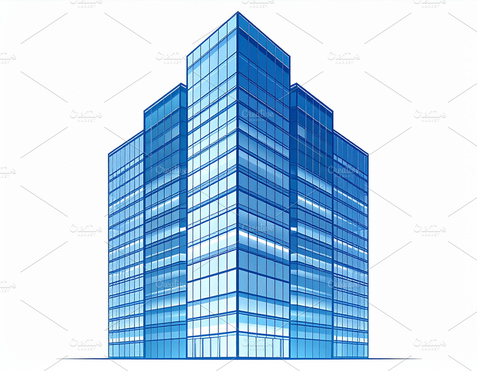 Monolithic office tower silhouette with three vertical sections, an Architecture Photo by DanFLCreativo