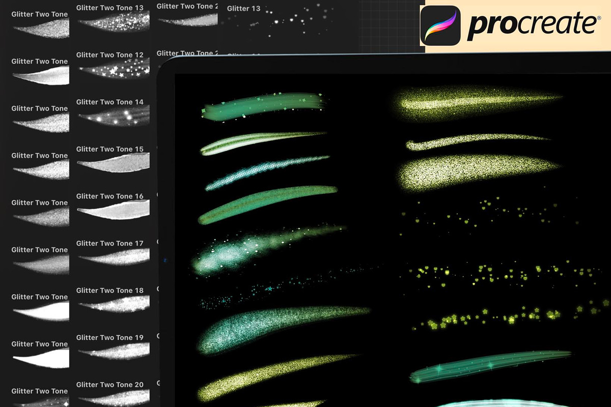 70+ Procreate Glitter Brushes, a Brush Add-On by DrawingStoryShop (Photo 5 of 6)