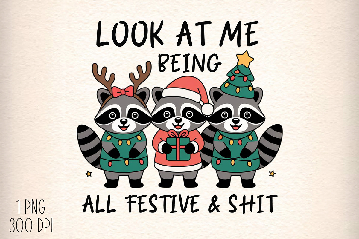 Funny Christmas Sarcastic Raccoon, an Illustration by Daily.Designs (Photo 1 of 5)