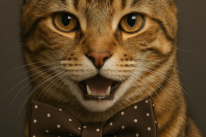 Dapper Cat in a Polka Dot Bow Tie, an Animal Photo by TheSimpleCreator