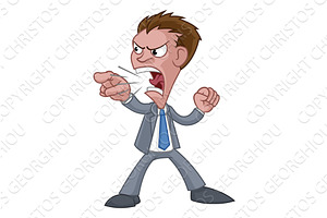 Angry Boss Office Worker In Suit, a Finance Illustration by Christos Georghiou