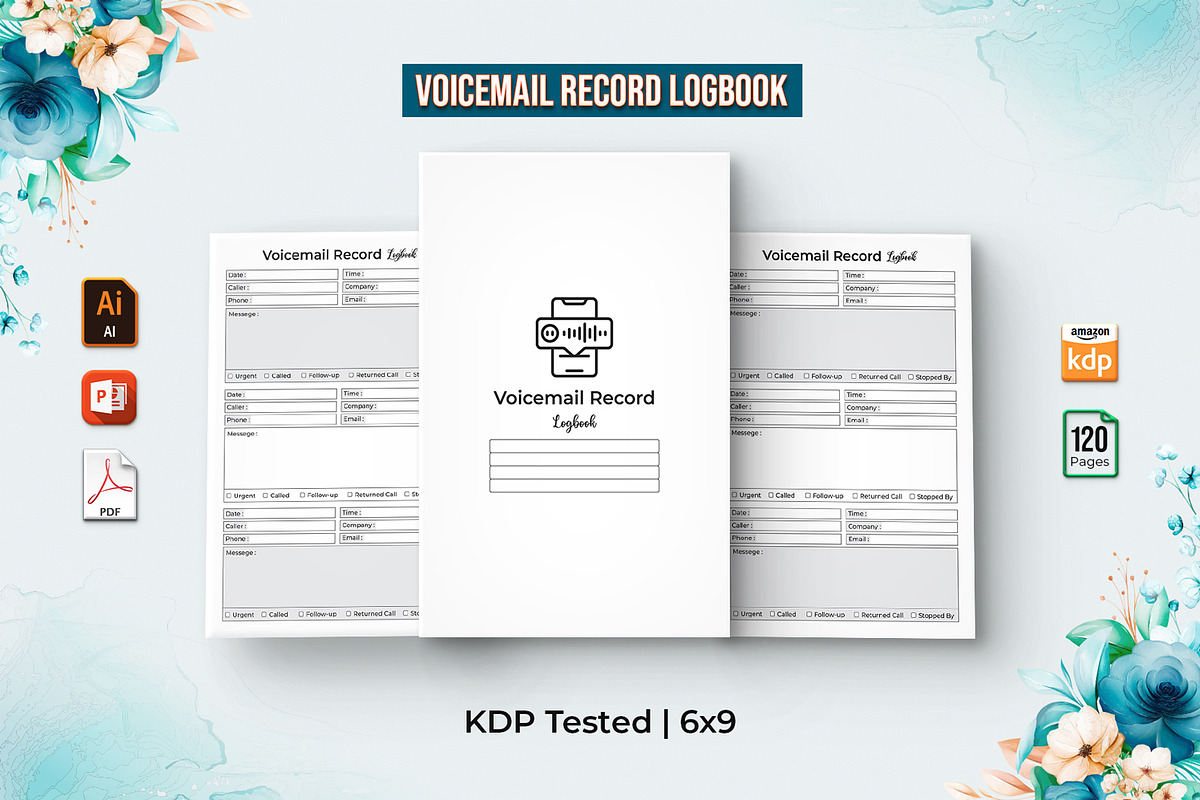 Voicemail Record Logbook V-1, a Templates & Theme by Mondols Graphic (Photo 1 of 2)