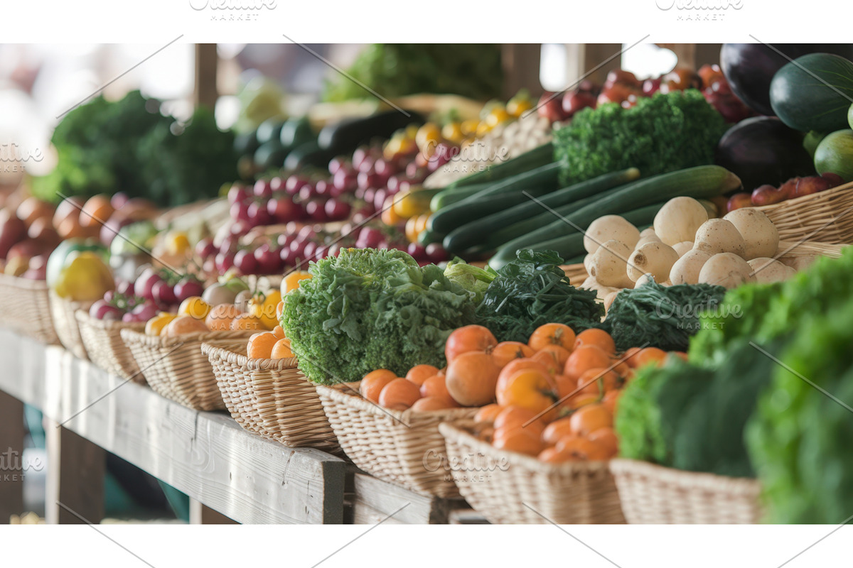 Fresh organic vegetables and fruits, an Illustration by tilialucida