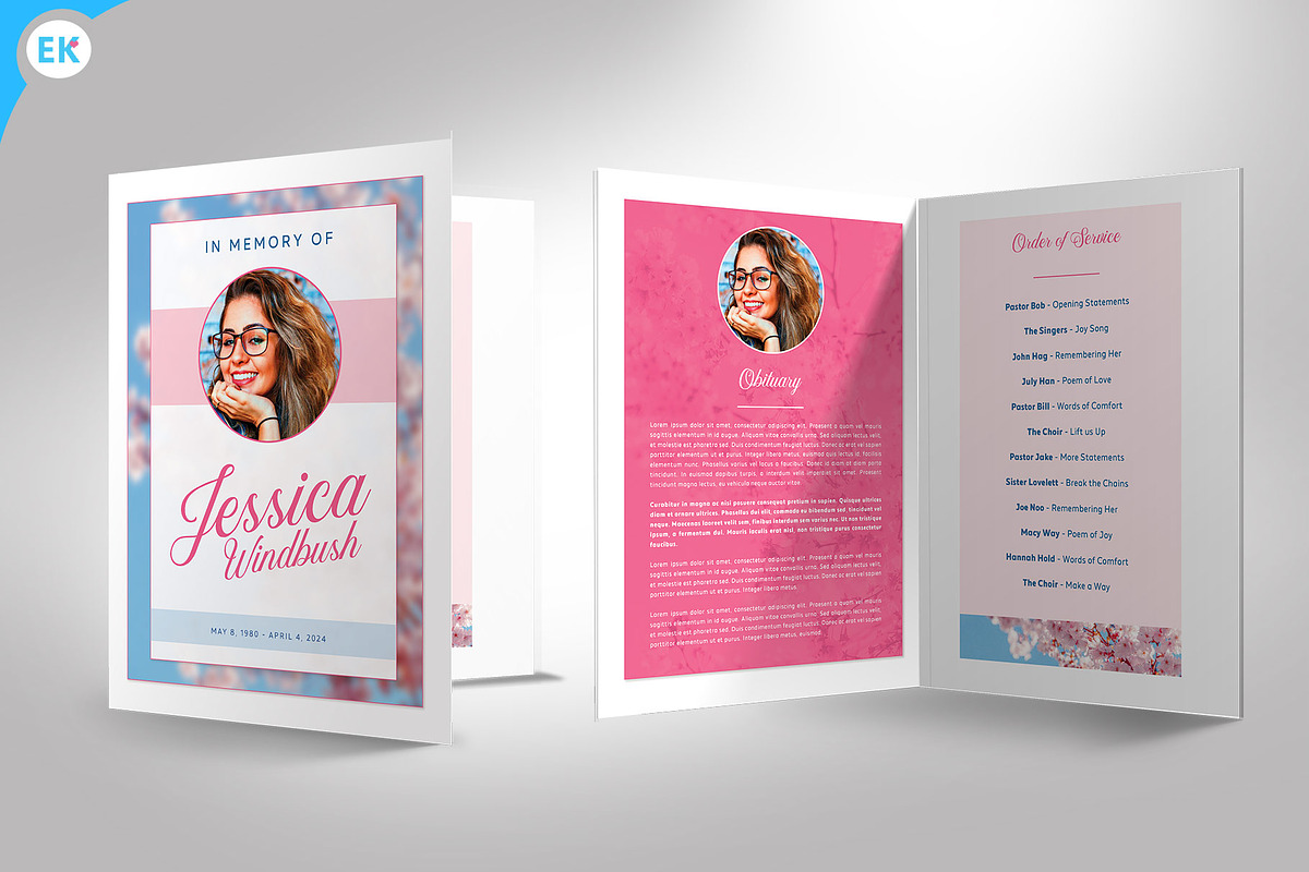 Floral Funeral Program Template, a Flyer Template by Epickita (Photo 3 of 3)