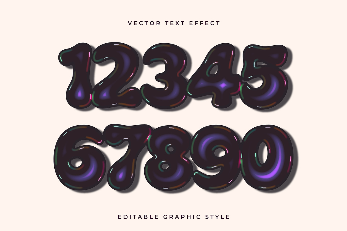 Glossy Dark Inflated Text Effect preview 2