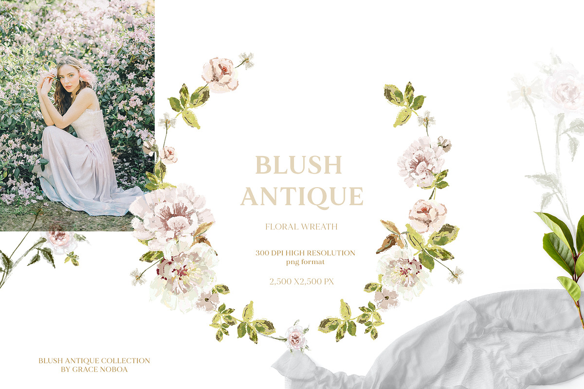 -20% Blush Antique Floral collection, an Illustration by Grace Noboa Illustrations (Photo 2 of 8)