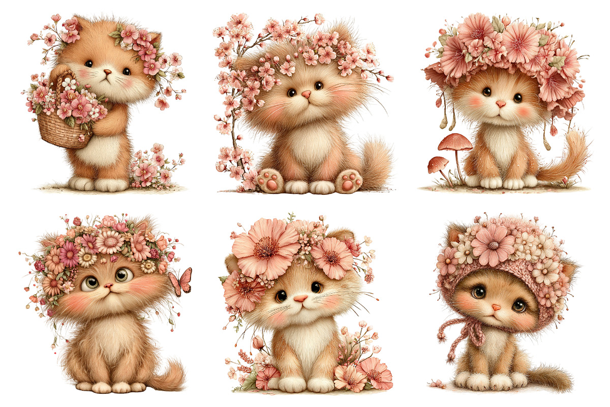 Whimsical Floral Cat PNG, a Seasonal Illustration by Daily.Designs (Photo 2 of 5)