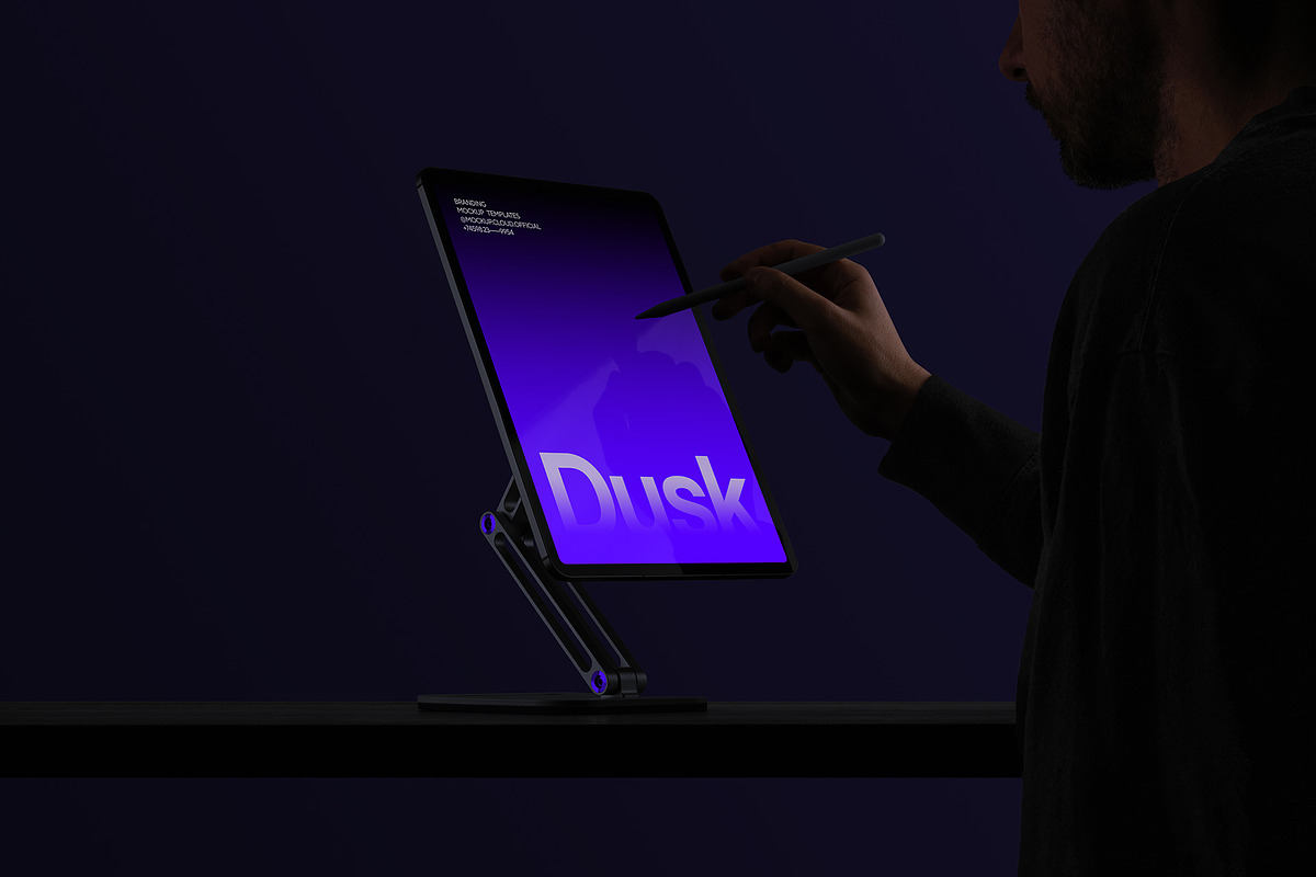 iPad Pro Stand Mockup / Dusk 01, an iPad Mockup by Mockup Cloud (Photo 2 of 2)