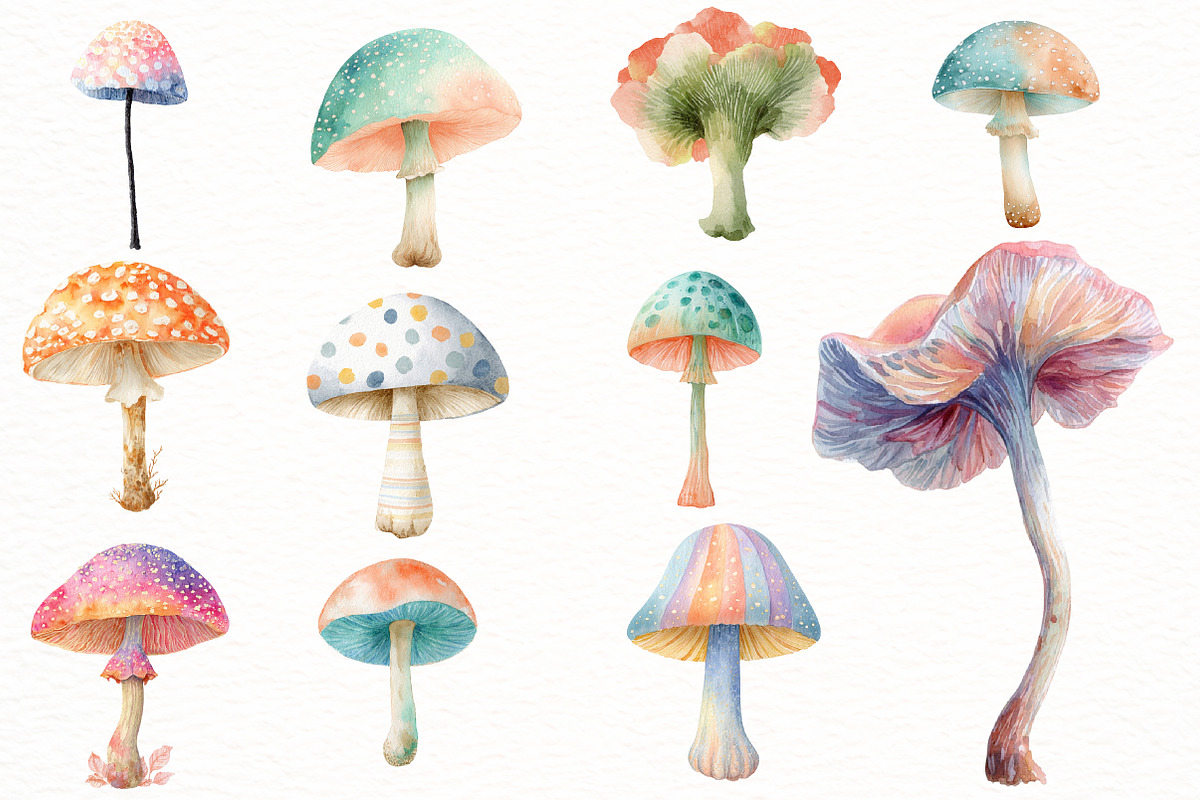 Spring Magical Mushrooms Clipart, an Illustration by Designworld (Photo 5 of 5)