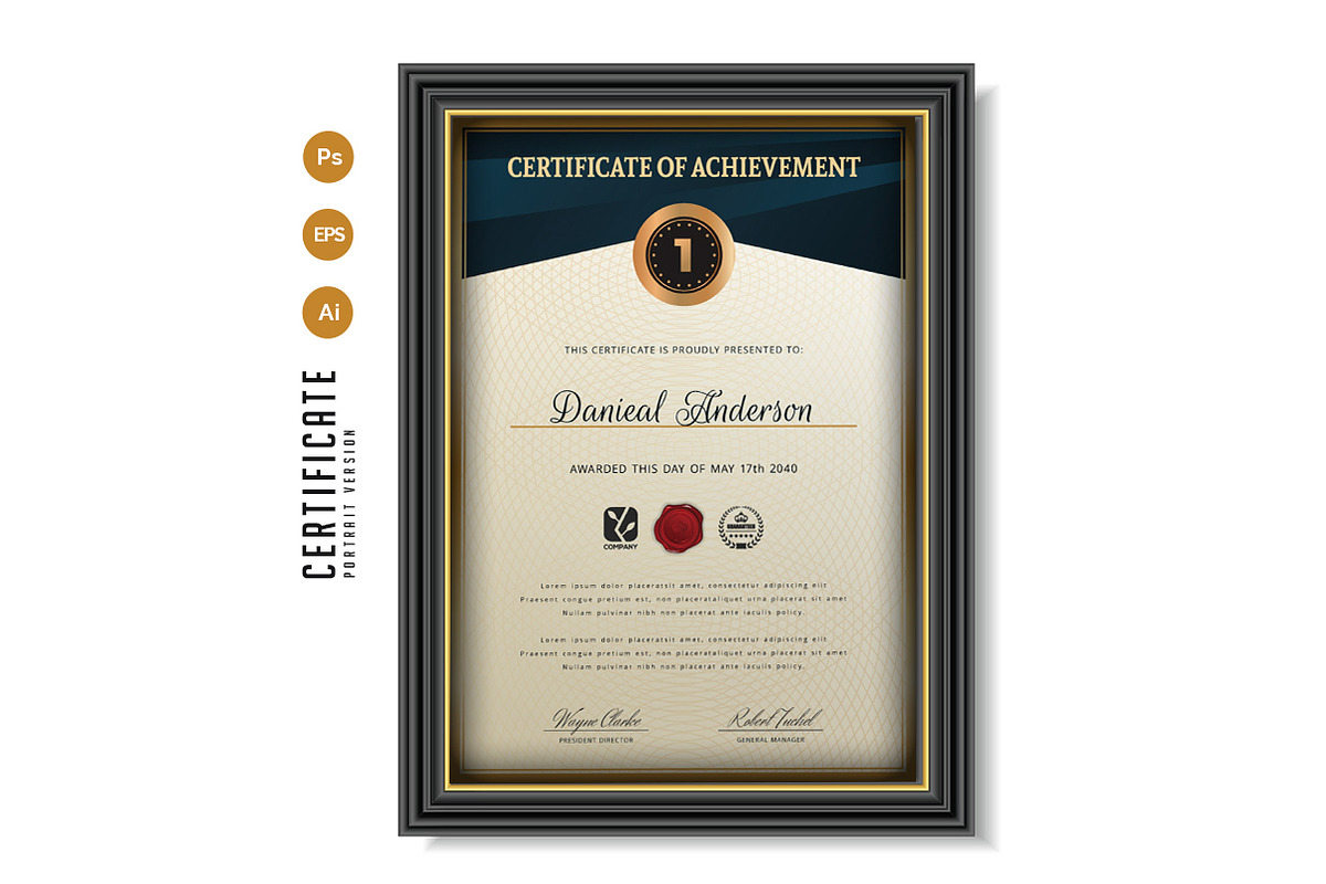 570. Modern Certificate Template, a Stationery Template by CreativeRezwan (Photo 3 of 3)