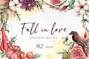 Fall Watercolor autumn flowers, a Seasonal Illustration by Yuliya Derbisheva (Thumbnail 1 of 9)