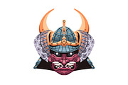 Samurai helmets, Japanese masks set, an Object Illustration by PaperTrident (Thumbnail 5 of 9)