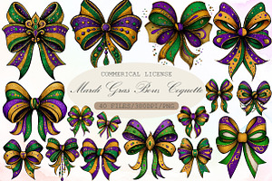 Mardi Gras Bow, Coquette Bow, Mardi, an Illustration by Sublimation Artist