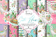 Cute Llamas digital paper pack, a Pattern Graphic by designloverstudio (Thumbnail 1 of 7)