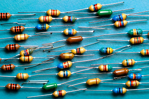 many resistors top view AI generated, a Photo by WorldOfPhotos