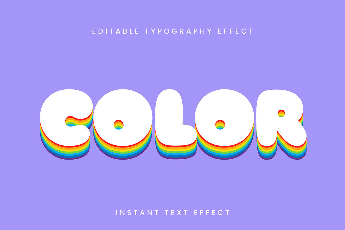 Rainbow Bubble 3D Text Effect