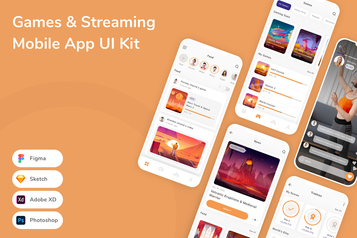 ames & Streaming Mobile App UI Kit, an UI Kit Template by Betush