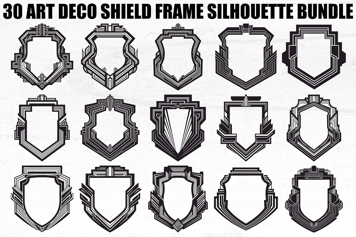 Art Deco Shield Frame SVG Bundle, an Illustration by Creativeshirt (Photo 1 of 31)