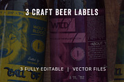 3 Craft Beer Labels - Print Ready, a Food Illustration by Aurum Creative (Thumbnail 1 of 5)