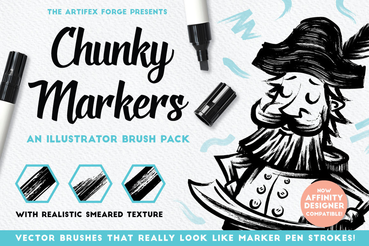 Chunky Markers - Illustrator Brushes, a Brush Add-On by The Artifex Forge (Photo 1 of 6)