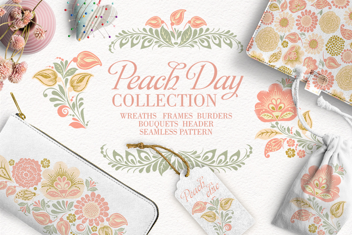 Peach Day glitter floral collection, an Illustration by antuanetto (Photo 1 of 4)
