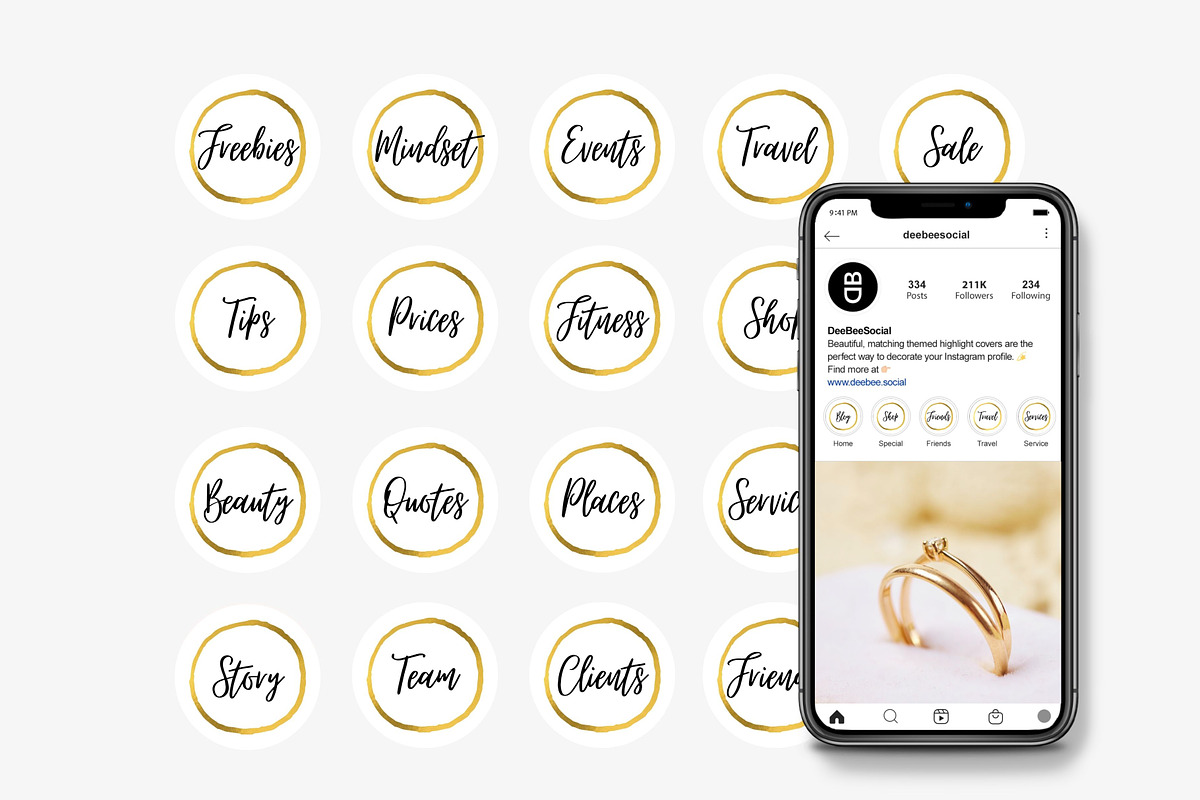 Gold Instagram Highlights Canva, a Graphic by DeeBeeDesign (Photo 5 of 7)