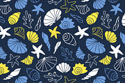10 seamless patterns with seashells, a Pattern Graphic by EvgeniaV (Thumbnail 4 of 7)