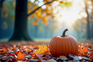 Orange Pumpkin on Autumn Leaves, a Photo by rarrarorro