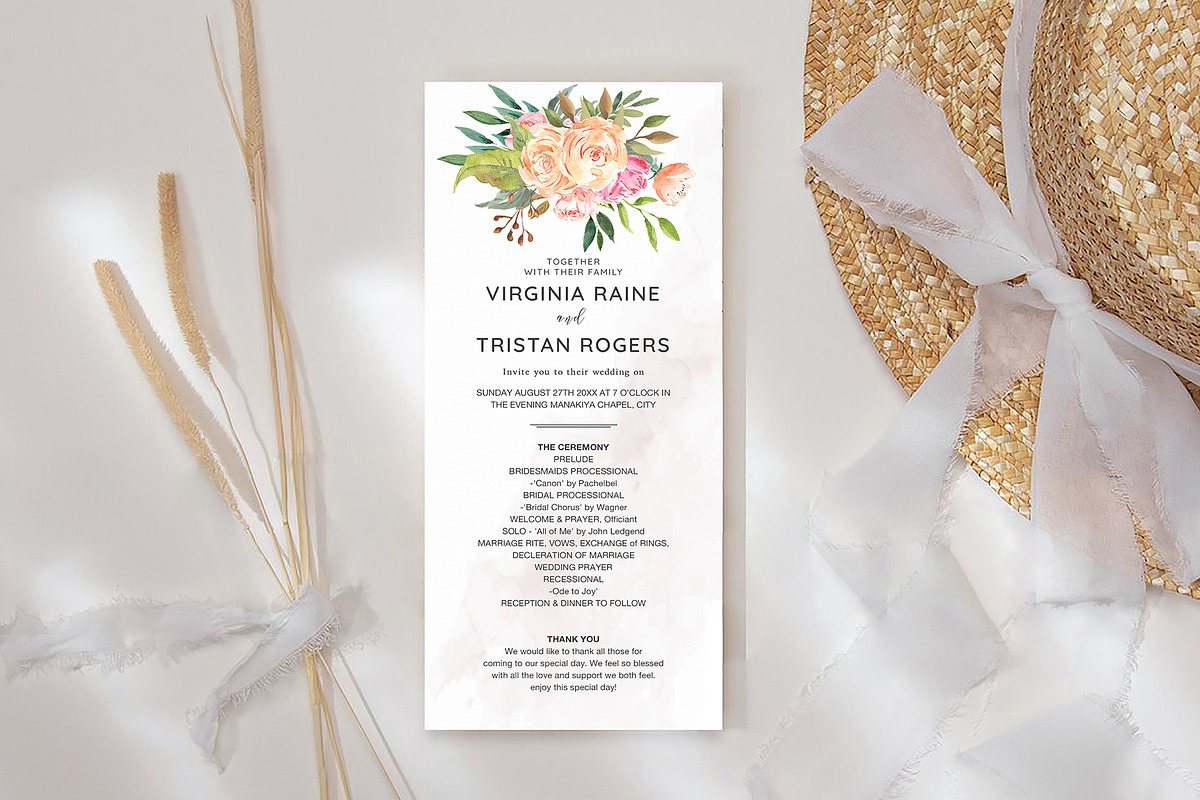 Wedding Program Template Canva, an Invitation Template by ShineOnWedding (Photo 3 of 8)