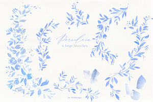 Porcelain Cobalt Blue Floral Clipart