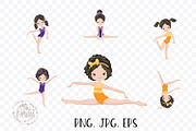 Girls Gymnastics Cute Clipart/ 3, an Education Illustration by Rasveta (Thumbnail 6 of 10)