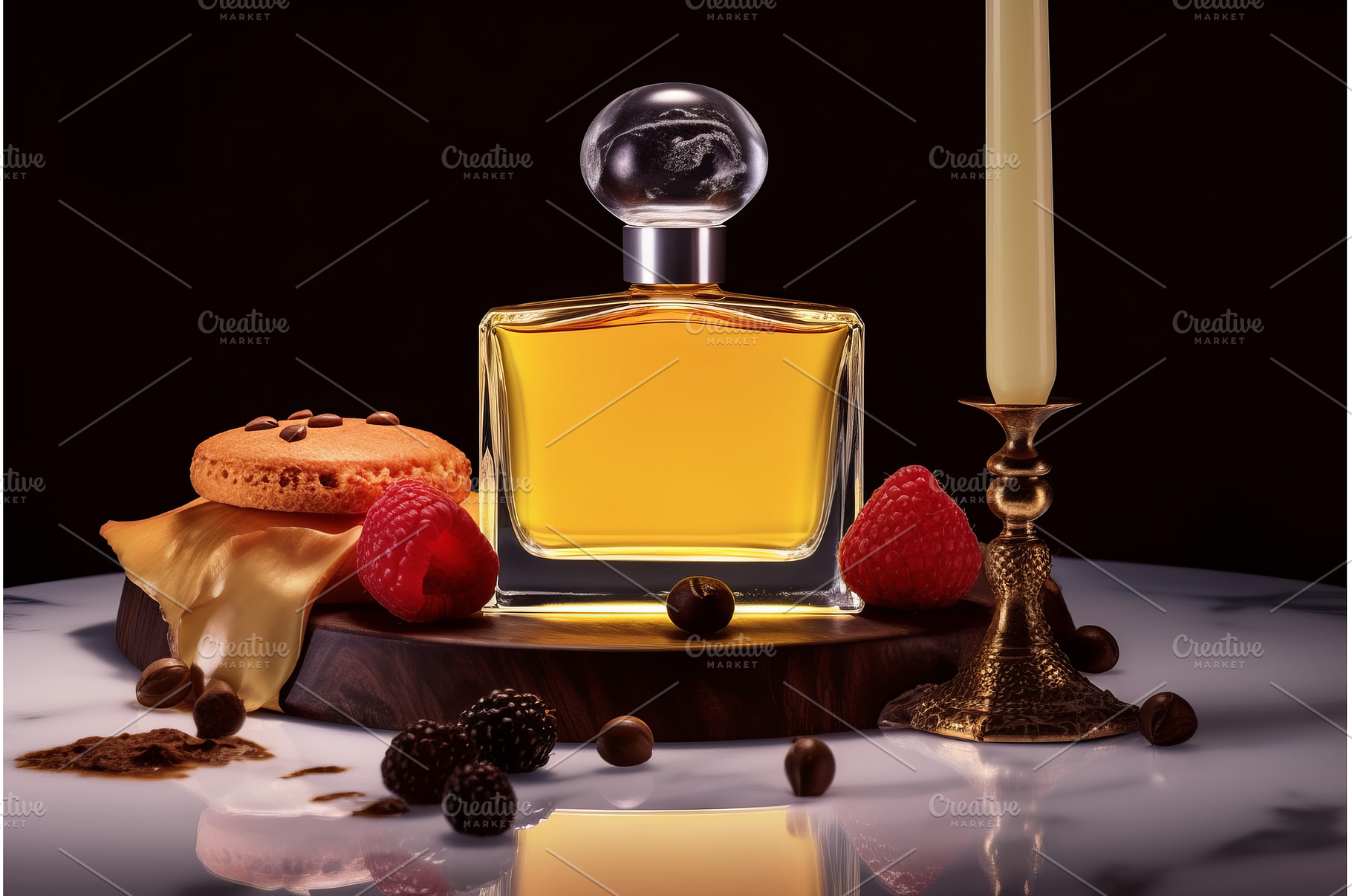 Perfume bottle dessert arrangement, a Beauty & Fashion Photo by Ylivdesign