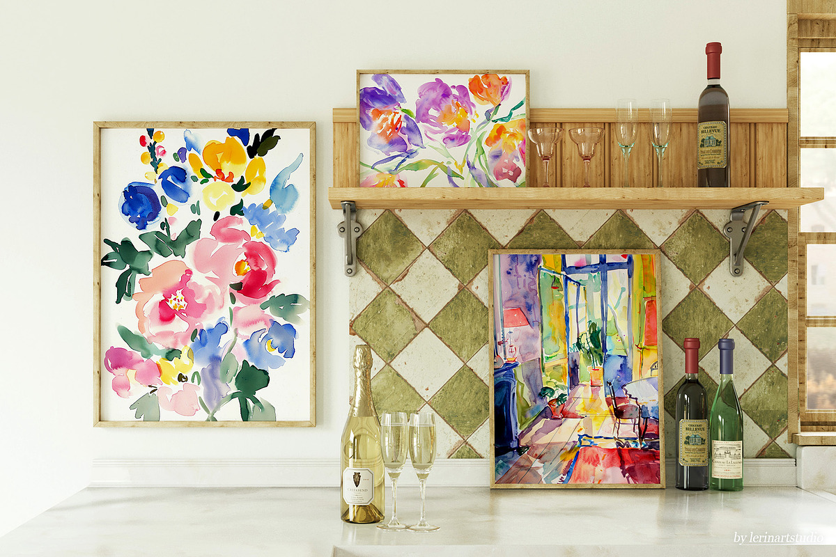 Bright Colorful Watercolor PRINTS, a Background Graphic by lerinartstudio (Photo 5 of 11)
