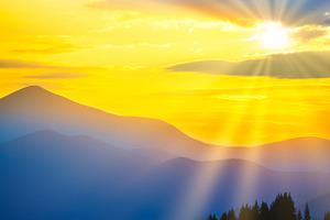 Beautiful sunset in the mountains, a Nature Photo by Vapi