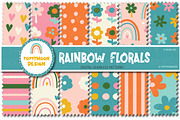 Rainbow Florals paper set, a Graphic by Poppymoondesign (Thumbnail 1 of 4)