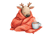 Reindeer Merry Christmas Clipart Bun, an Illustration by Designking (Thumbnail 4 of 4)