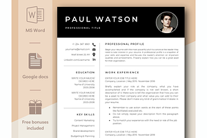 Modern Resume Template | Word, Docs, a Resume Template by Climbwithelevator
